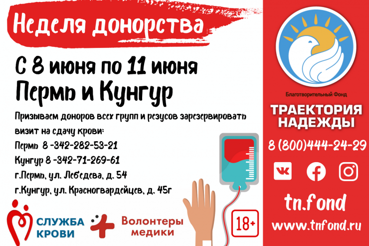 К Всемирному дню донора крови в Перми и Кунгуре пройдет «Неделя донорства»